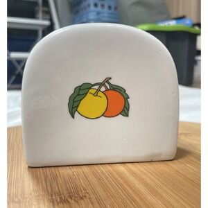 Vintage Ceramic Glass Florida Oranges Lemons Table Napkin Holder‎ 70's Style